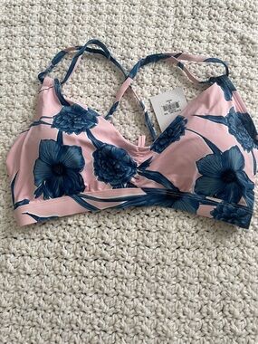 Skye Swimwear Pink Bikini Top with Blue Floral Print